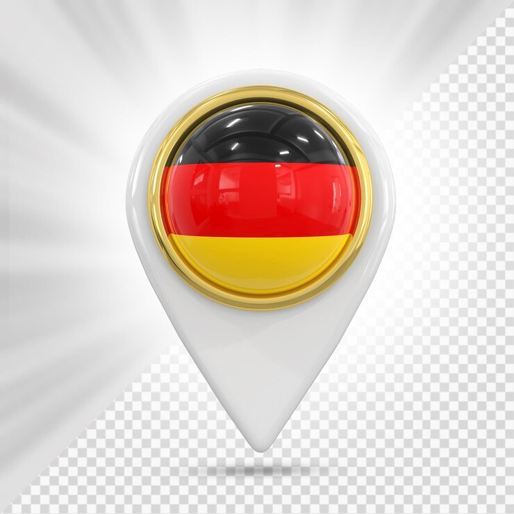 PSD map pin with the flag of germany