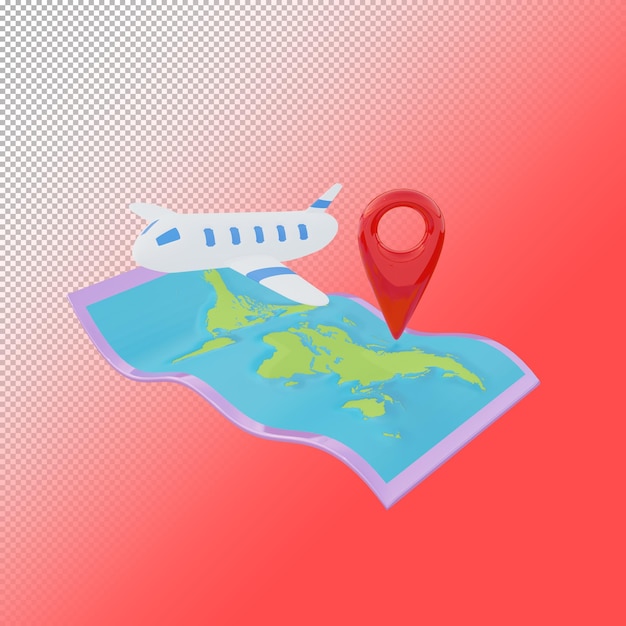 A map pinned with a plane in 3d render