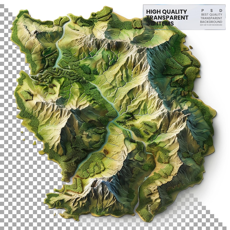 PSD map visual representation of geographic area png on transparent background