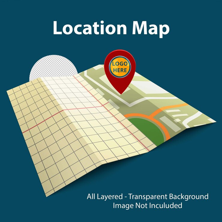 PSD map with a pin mockup