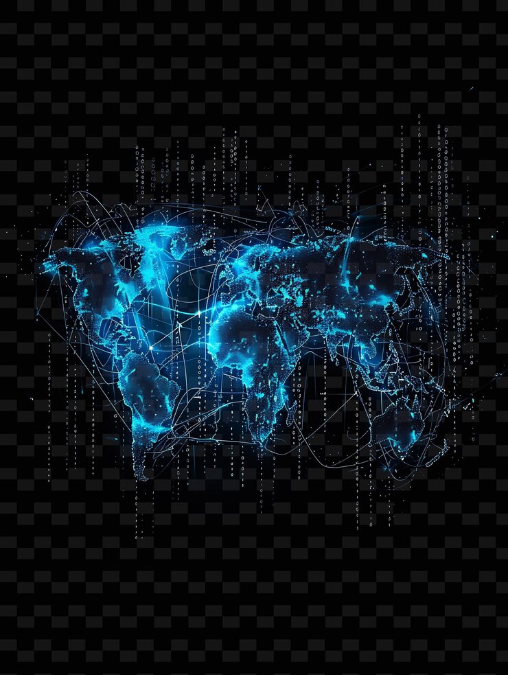 PSD a map of the world with a blue background