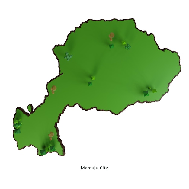 PSD mapa 3d miasta mamuju w prowincji west sulawesi