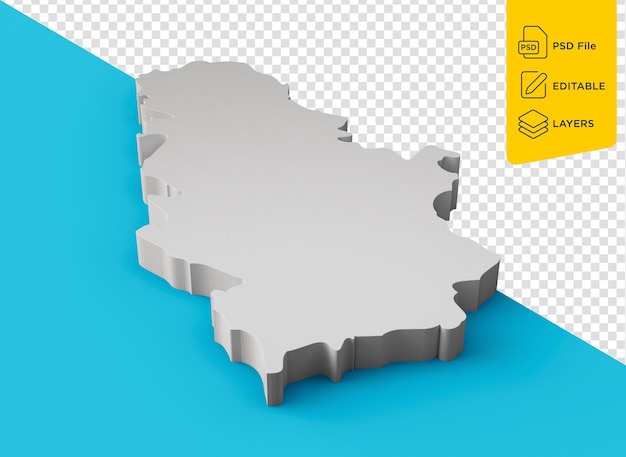 PSD mapa 3d serbii geografia kartografia i topologia ilustracja 3d