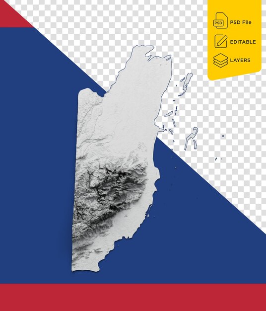 PSD mapa belize flaga zacieniowana relief kolorowa mapa wysokość na flaga belize kolory tła ilustracja 3d
