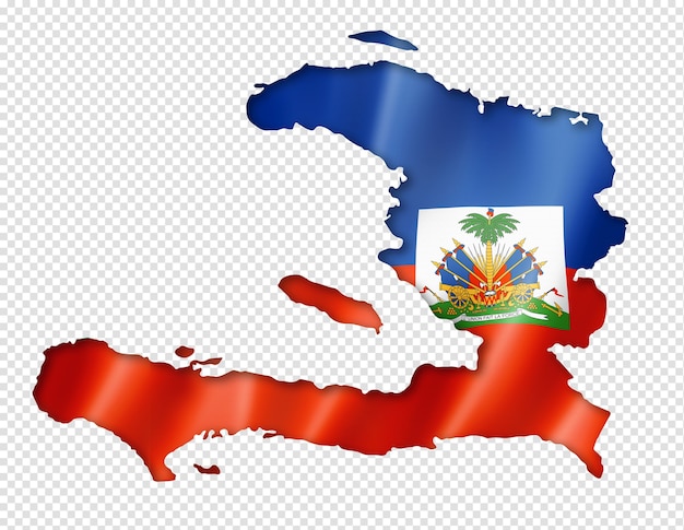 PSD mapa flaga haiti w trójwymiarowym renderowaniu na białym tle