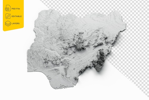 Mapa Nigerii Flaga Nigerii Zacieniona ulga Kolorowa mapa wysokości na białym tle ilustracji 3D