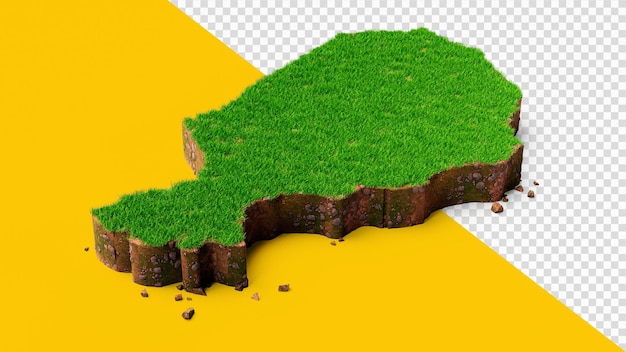 PSD mapa nigeru trawa i tekstura ziemi ilustracja 3d