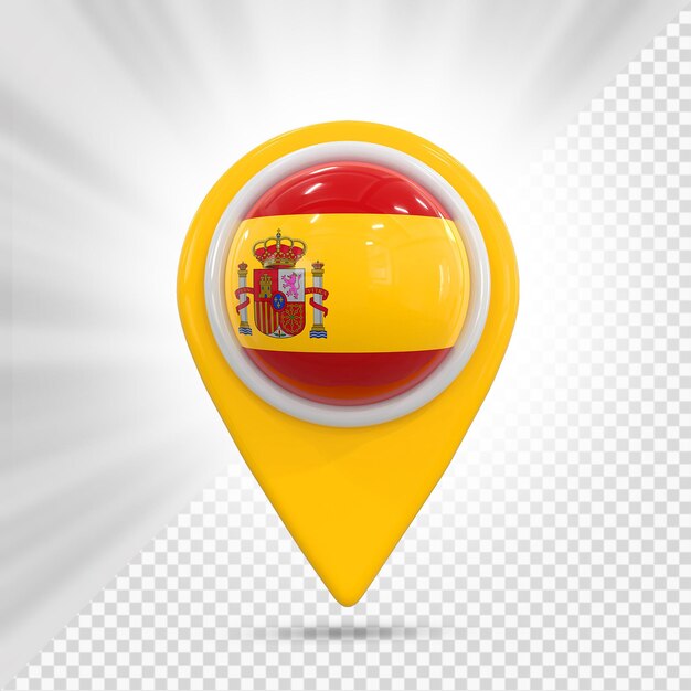 PSD mapa pin flaga hiszpanii 3d