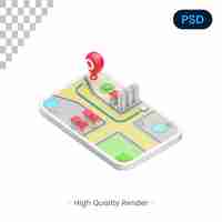 PSD mapa trasy ikona 3d premium psd