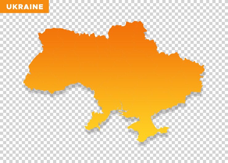 PSD mapa ukrainy w kolorze pomarańczowym na przezroczystym tle