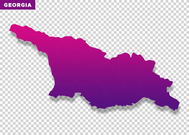 PSD mapka gruzji w kolorze fioletowym na przezroczystym tle