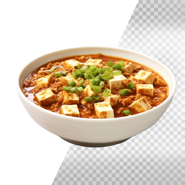 Mapo Tofu Mapotofu Smażone Tofu W Gorącym Sosie Kuchnia Sichuan Chińskie Jedzenie Izolowane