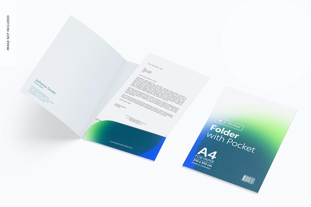 PSD mappen met pocket mockup, geopend en gesloten