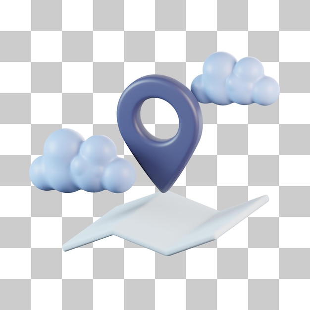 PSD maps location cloud 3d icon