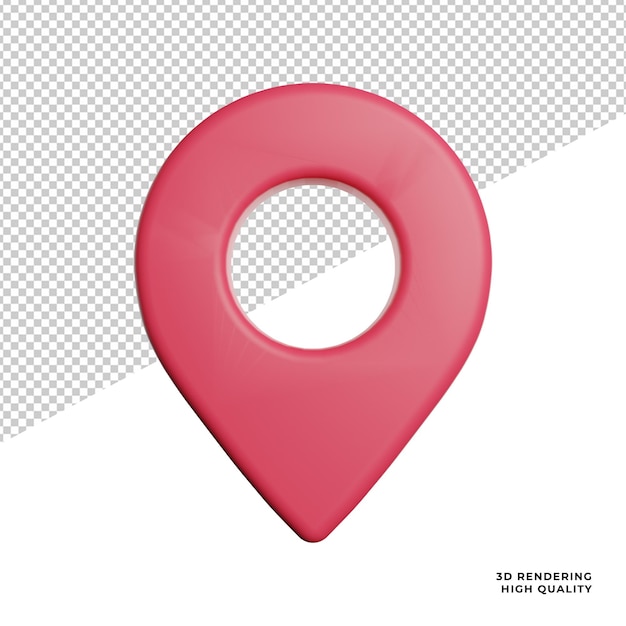 PSD maps location sign front view icon 3d rendering illustration with transparent background