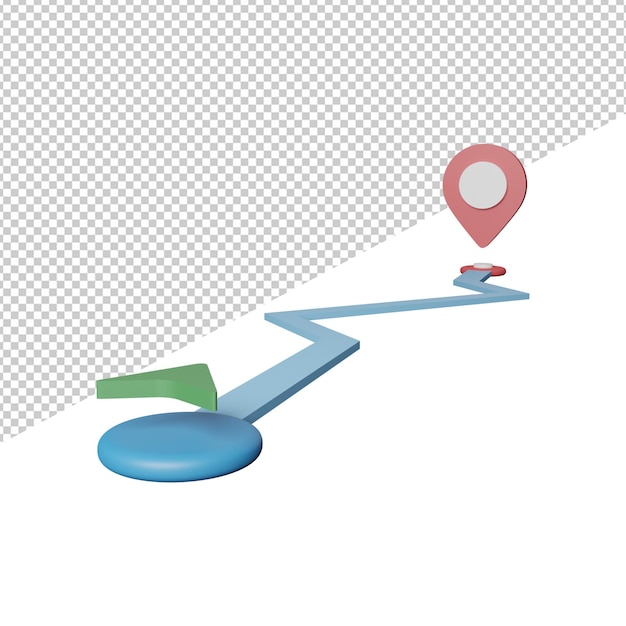 Maps location way side view 3d rendering illustration icon transparent background