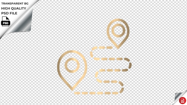 PSD mapy drogowej design2 ikonka wektorowa błyszczący złoty kolor teksturowany psd przezroczysty
