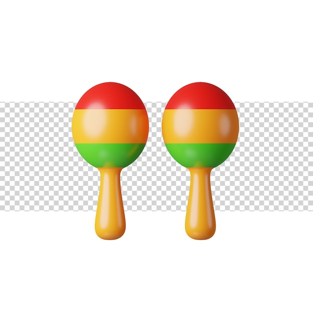 PSD maracas with colorful 3d rendering icon for website or app or game fun and simple maracas