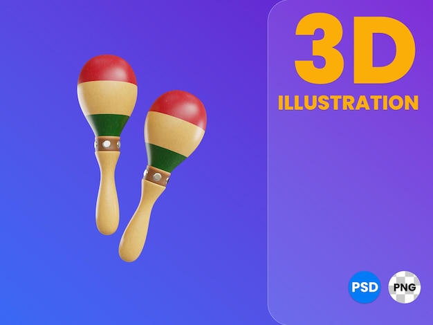 Lo strumento musicale marakas 3d illustration render