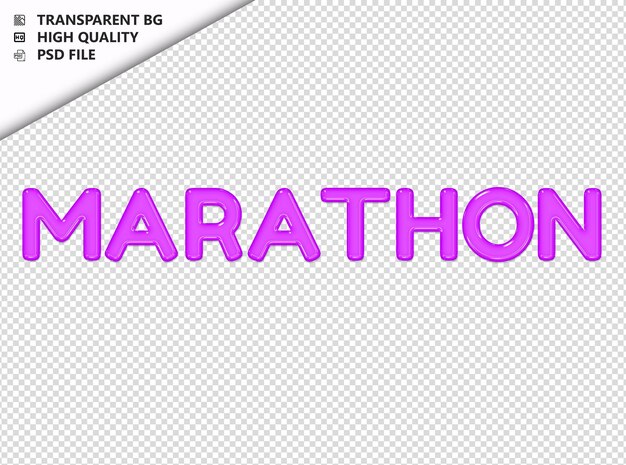 PSD marathon typography purple text glosy glass psd przezroczyste