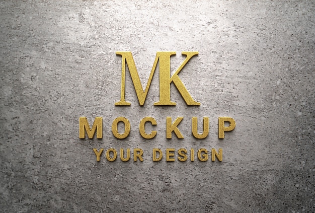 Mockup di design con logo in marmo con luci