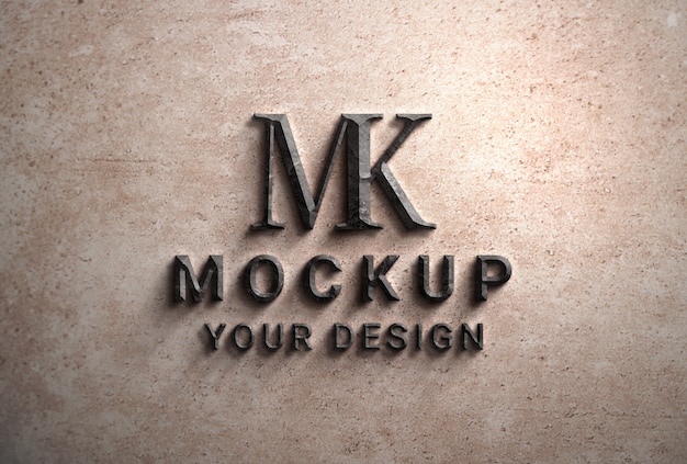 Mockup di design con logo in marmo con luci