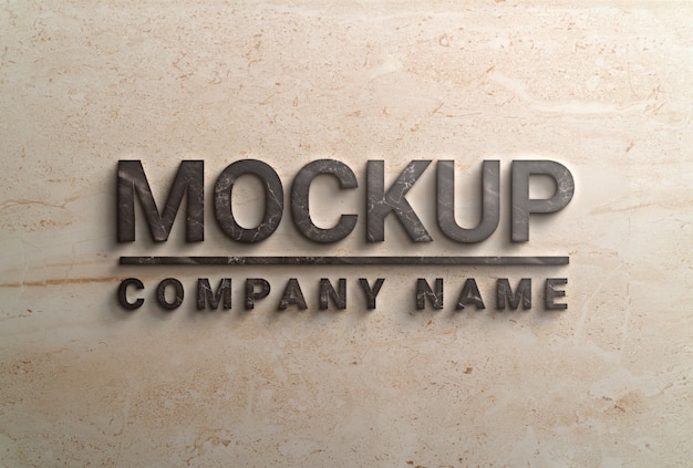 PSD mockup di design con logo in marmo con luci