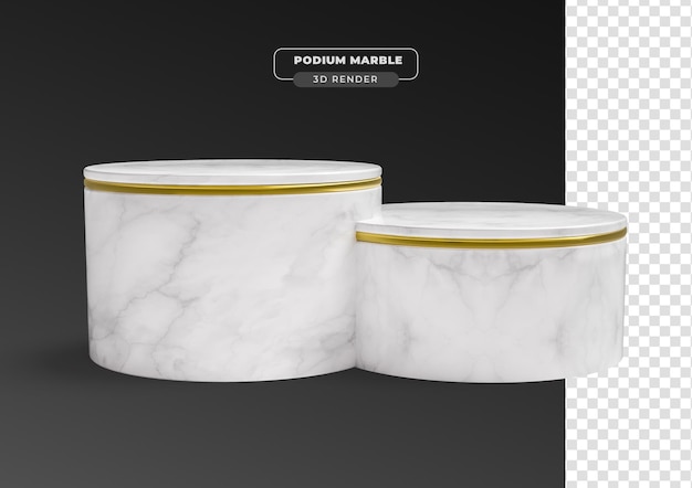 PSD marble podium 3d realistic render with transparent background