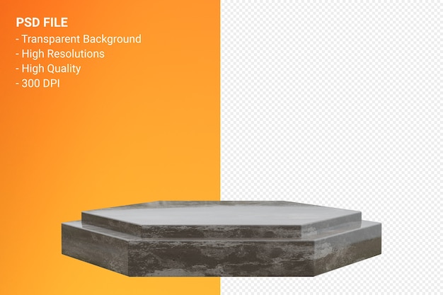 Marble podium minimal design in 3d rendering isolated