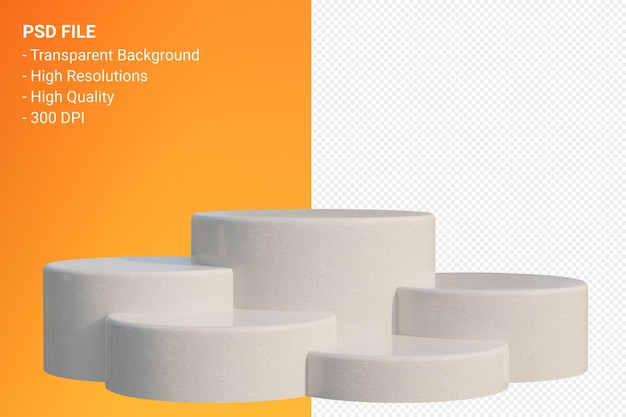 Marble Podium minimal on transparent for cosmetic product presentation