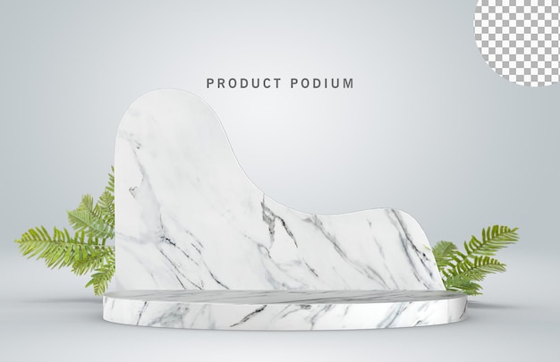 Marble podium with green leaves