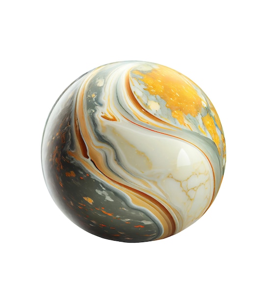 PSD marble stone ball isolated on transparent created with generative ai