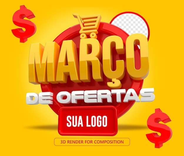 March deals in portugese 3d-stempel voor compositie