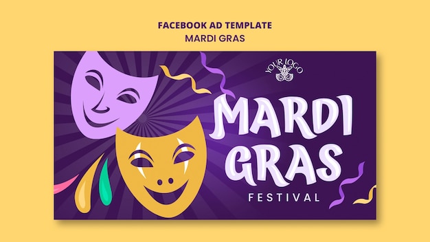 PSD template facebook per la celebrazione del mardi gras