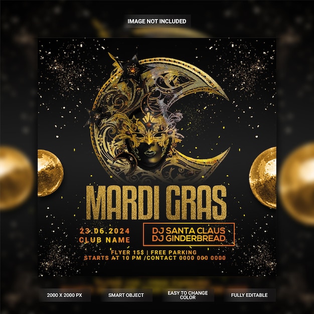 mardi gras club flyer