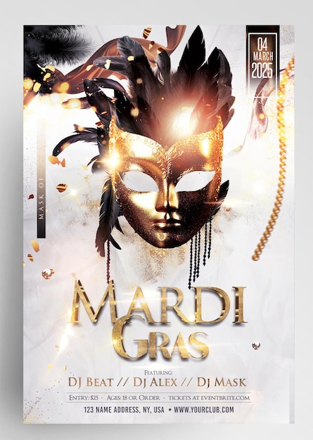 Mardi Gras Event Party Flyer Design
