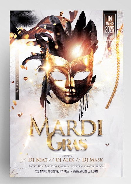 Mardi gras event party flyer design