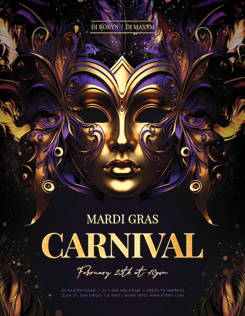 PSD mardi gras flyer template