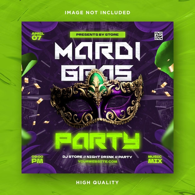 PSD mardi gras party flyer template ontwerp