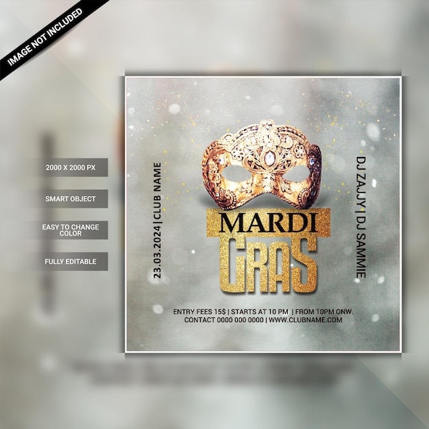 PSD mardi gras party flyer