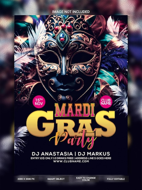 Mardi gras party flyer