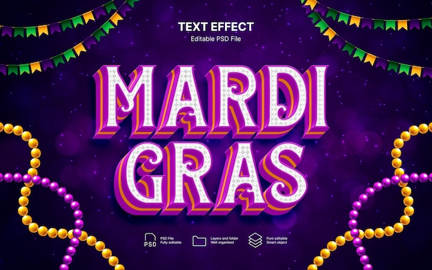 PSD mardi gras tekst effect