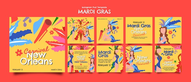 PSD disegno del modello di mardi gras