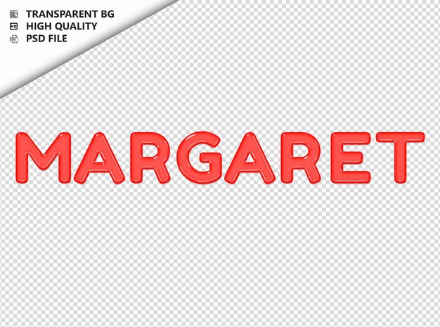 PSD margaret typografia czerwony tekst błyszczące szkło psd przezroczyste