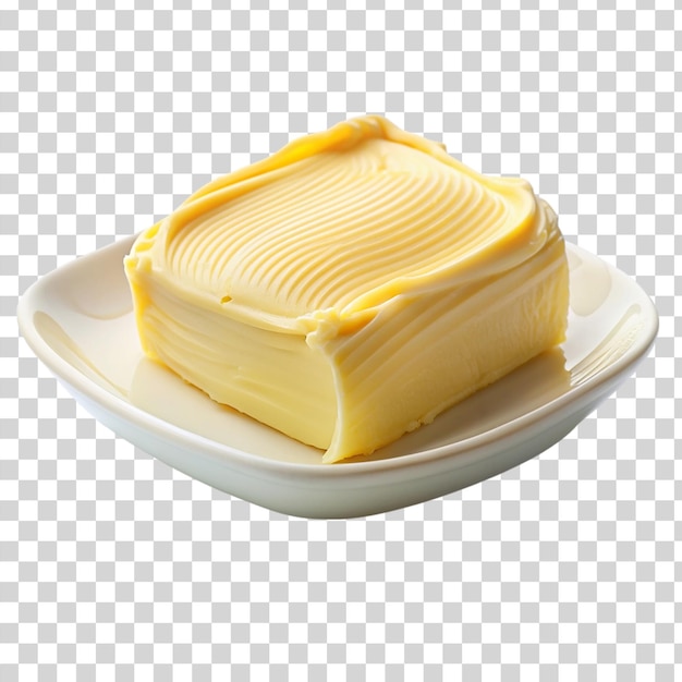 PSD margarine op een witte plaat geïsoleerd op een doorzichtige achtergrond