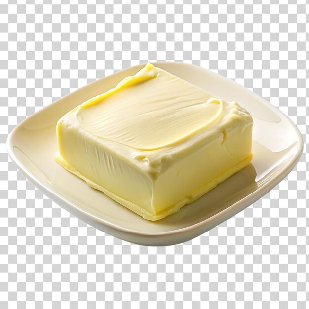 PSD margarine on white plate isolated on transparent background