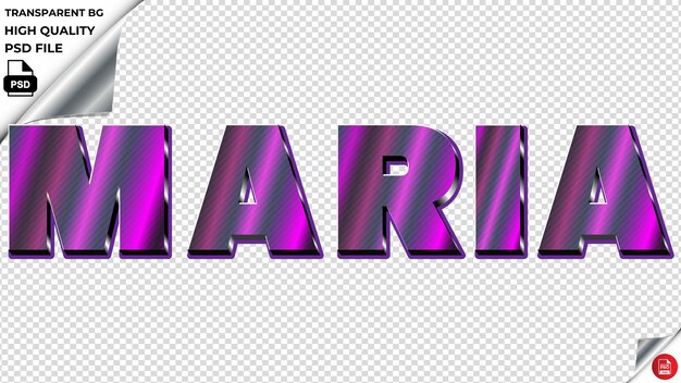 PSD maria typography purple light text metalic psd transparent