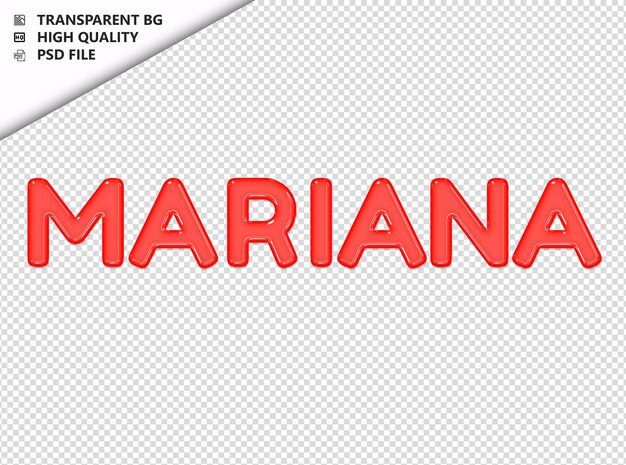 PSD mariana typografie rode tekst glanzend glas psd doorzichtig