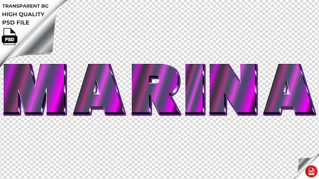 PSD marina typography purple light text metalic psd transparent