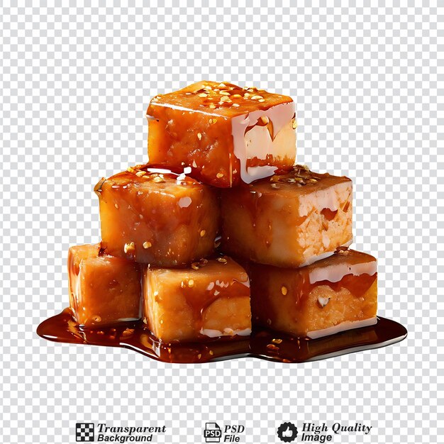 PSD marinated tofu cubes isolated on transparent background